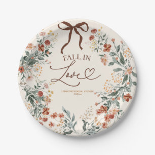 Coquette Bow Autumn Wildflower Bridal Shower Paper Plates
