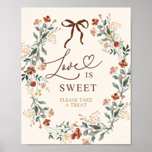 Coquette Bow Autumn Wildflower Bridal Shower Poster