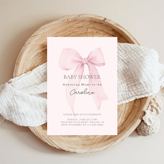 Coquette Bow Baby Shower Invitation (Creator Uploaded)