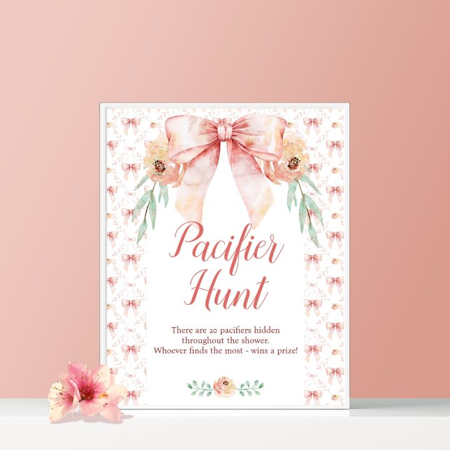 Coquette Bow Baby Shower Pacifier Hunt Poster (Creator Uploaded)