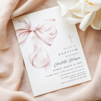 Coquette Bow Baptism Invitation