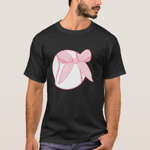 Coquette Bow Baseball Girls Women Mama Mom Pink Gi T-Shirt