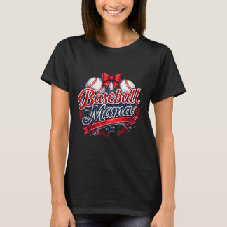 Coquette Bow Baseball Mama Game Day Mama Sport T-Shirt