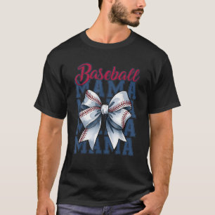 Coquette Bow Baseball Mom Mama Game Day Trendy Mot T-Shirt