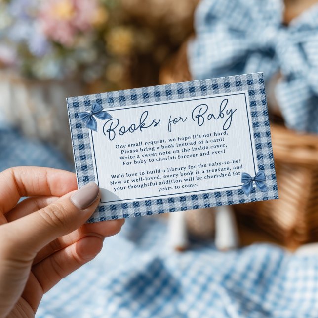 Coquette Bow Blue Jeans Denim Books Baby Shower Enclosure Card (Coquette Bow Blue Jeans Denim Books Baby Shower Enclosure Card)