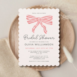 Coquette Bow Blush Bridal Shower Invitation