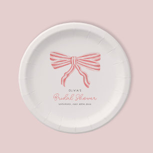 Coquette Bow Blush Bridal Shower Paper Plates