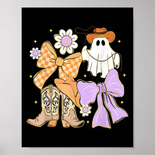 Coquette Bow Boo Ghost Boots Western Cowboy Cowgir Poster