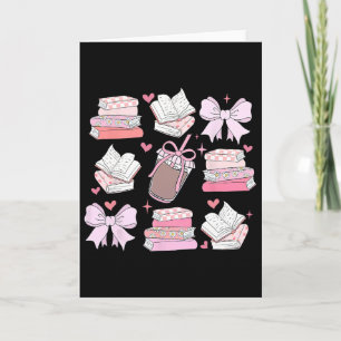 Coquette Bow Book Coffee Valentines Bookish Librar Card