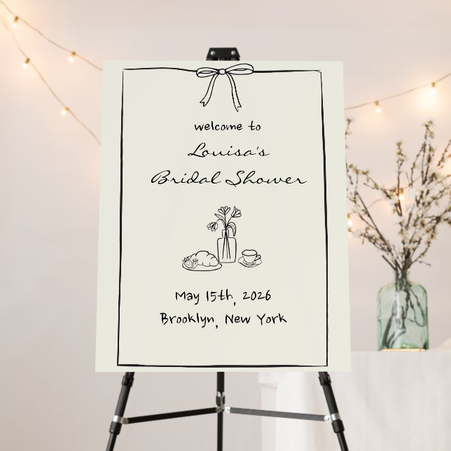 Coquette Bow Bridal Shower Brunch Welcome Sign (In Situ (Stand))