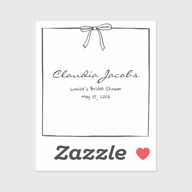 Coquette Bow Bridal Shower Custom Name Place Card  Sticker (Sheet)