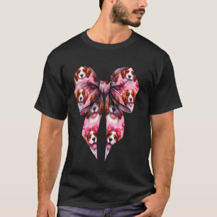 Coquette Bow Brittany Spaniel Dog Mom Pink Ribbon T-Shirt