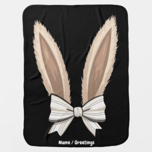 Coquette Bow Bunny Ears Cute Rabbit Happy Easter Baby Blanket