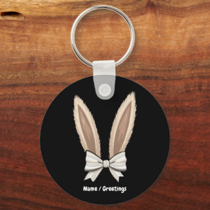 Coquette Bow Bunny Ears Cute Rabbit Happy Easter Keychain