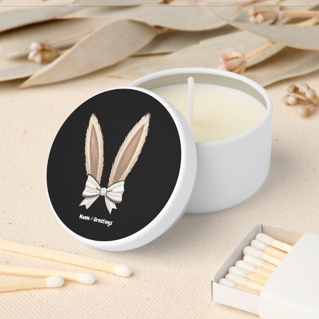 Coquette Bow Bunny Ears Cute Rabbit Happy Easter Mini Candle Favors (Insitu)