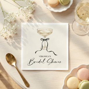 Coquette Bow Champagne Bridal Shower Napkins
