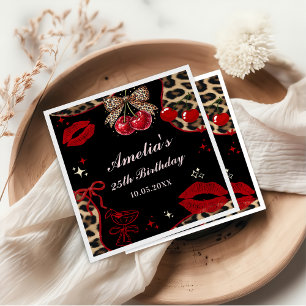 Coquette Bow Cheetah Birthday Party Napkins