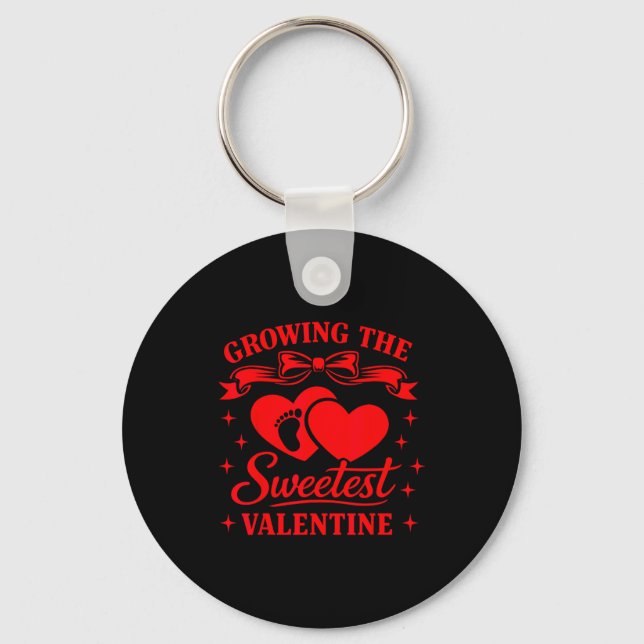 Coquette Bow Cherry Heart Valentine Pregnancy Reve Keychain (Front)