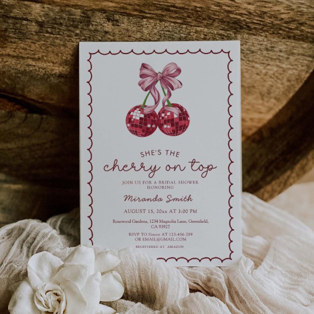 Coquette Bow  Cherry On Top Bridal Shower Invitation (Creator Uploaded)