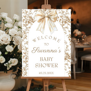 Coquette Bow Chinoiserie Baby Shower Welcome Sign