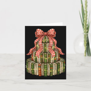 Coquette Bow Christmas Books Xmas Tree Librarian Card