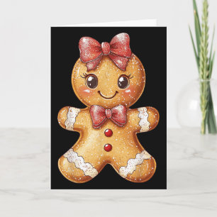 Coquette Bow Christmas Girly Gingerbread Cookie Ba Card