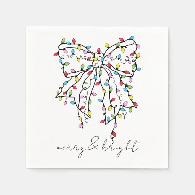 Coquette Bow Christmas Lights Christmas Party  Napkins (Front)