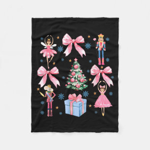 Coquette Bow Christmas Nutcracker Ballet Festive W Fleece Blanket
