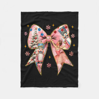 Coquette Bow Christmas Nutcracker Ballet Festive W Fleece Blanket