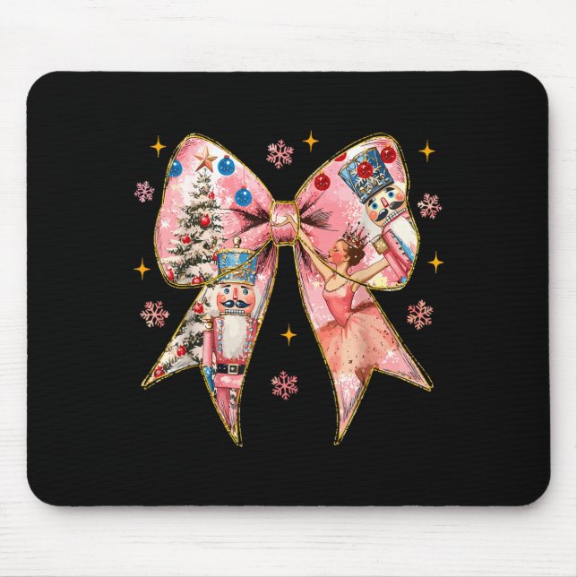 Coquette Bow Christmas Nutcracker Ballet Festive W Mouse Pad (Front)