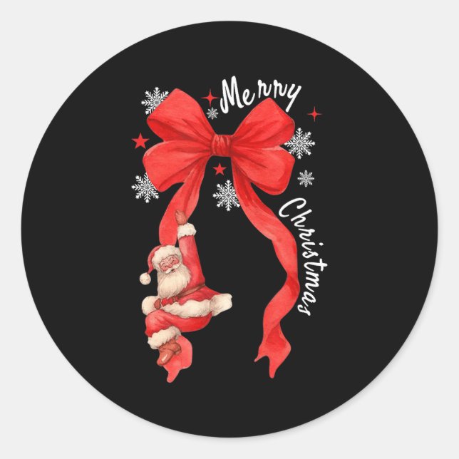 Coquette Bow Christmas,santa Cute Funny Gift Men W Classic Round Sticker (Front)