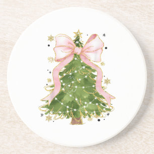 Coquette Bow Christmas Tree Holiday Girly Outfit W Coaster