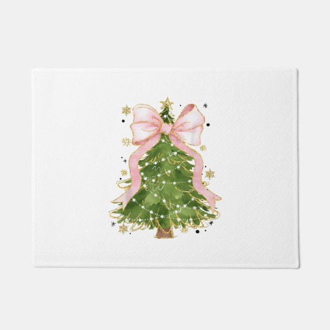 Coquette Bow Christmas Tree Holiday Girly Outfit W Doormat (Front)