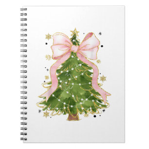 Coquette Bow Christmas Tree Holiday Girly Outfit W Notebook