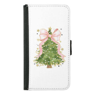 Coquette Bow Christmas Tree Holiday Girly Outfit W Samsung Galaxy S5 Wallet Case