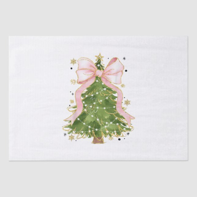 Coquette Bow Christmas Tree Holiday Girly Outfit W Tissue Paper (Front)