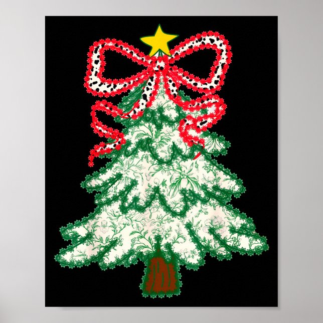 Coquette Bow Christmas Tree Xmas Holiday Girly Out Poster (Front)
