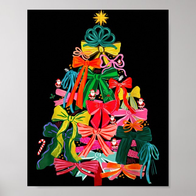 Coquette Bow Christmas Tree Xmas Holiday Girly Out Poster (Front)