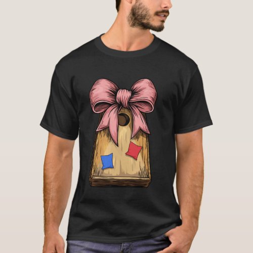Coquette Bow Cornhole Board Bean Bag Mothers Day R T-Shirt