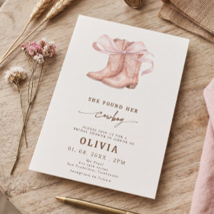 Coquette Bow Cowboy Boots Western Bridal Shower Invitation