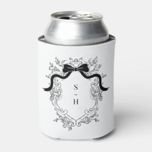 Coquette Bow Crest Monogram French Wedding Favor Can Cooler