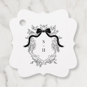 Coquette Bow Crest Monogram French Wedding Favor Tags