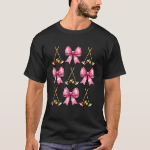 Coquette Bow Croquet Mallet Ball Pink Ribbon Mom G T-Shirt