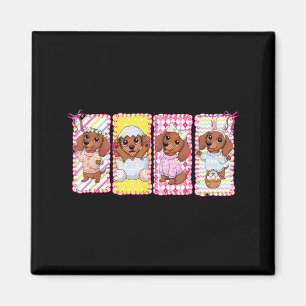 Coquette Bow Dachshund Bunny Happy Easter Wiener D Magnet