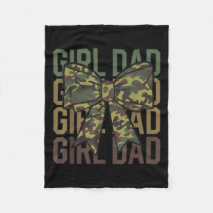Coquette Bow Dad Of Girl Camo Camouflage Dad Hunti Fleece Blanket