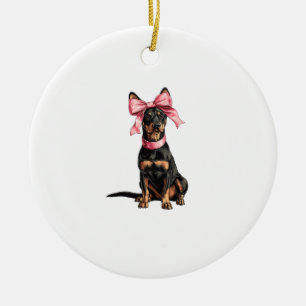 Coquette Bow Doberman Dog Mom Girl Pink Ceramic Ornament