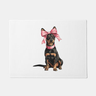 Coquette Bow Doberman Dog Mom Girl Pink Doormat