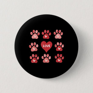 Coquette Bow Dog Paw Print Heart Valentine Dog Mom Button