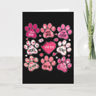 Coquette Bow Dog Paw Print Heart Valentine Dog Mom Card