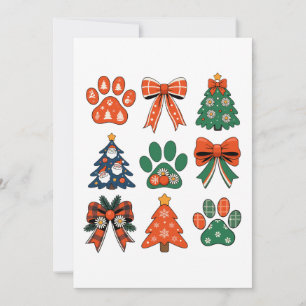 Coquette Bow Dog Paw Xmas Trees Family Mom Dad Holiday Card